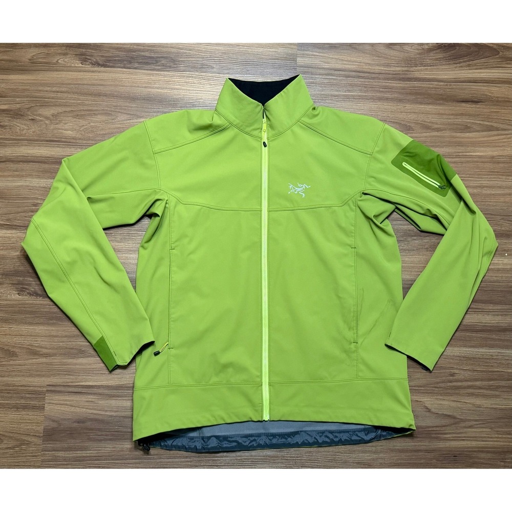 Arcteryx Mens Epsilon LT Lime Green Softshell Jacket Full Zip Fleece Lined Sz XL